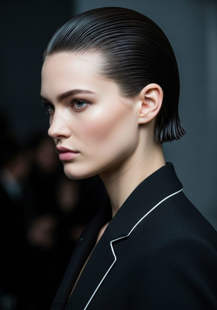 Woman with short slicked back hair slick back hairstyles short hair easy women