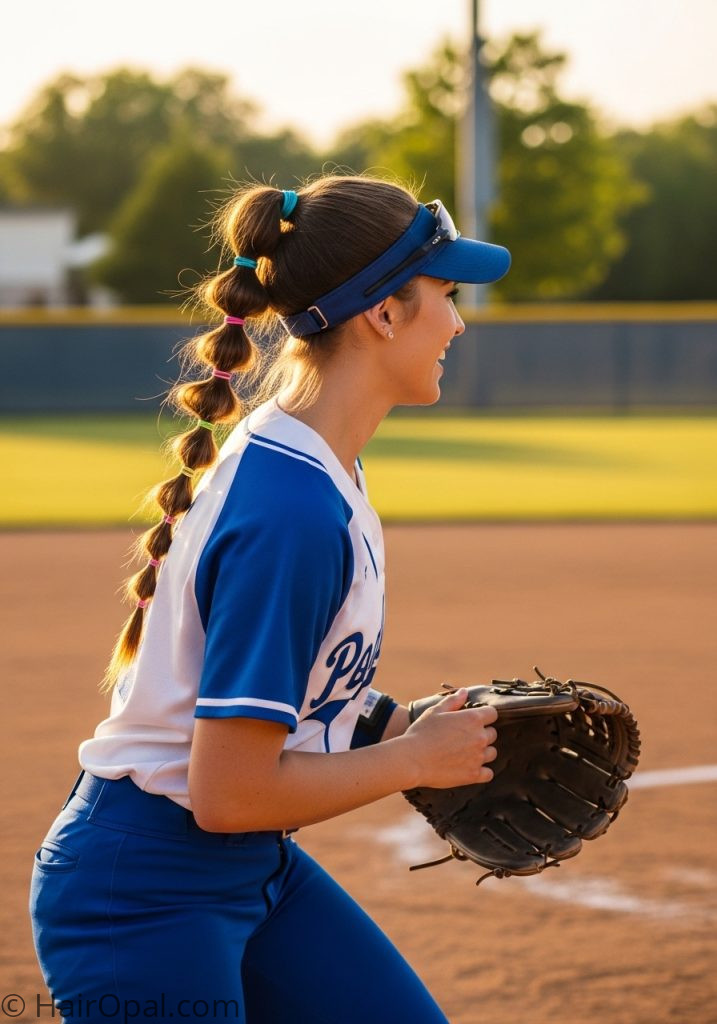  Bubble ponytail hairstyle for softball players with long hair