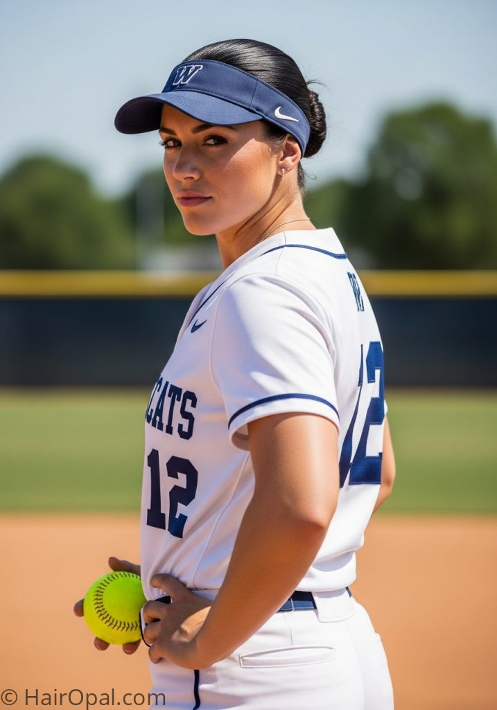 Slicked back bun for softball players with short hair