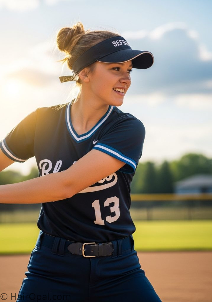  Space buns hairstyle for softball players