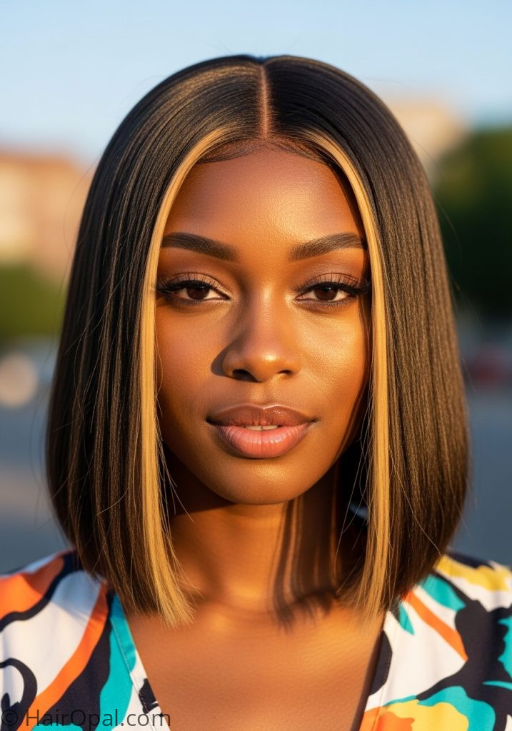 Black woman with summer bob blonde highlights summer hairstyles for black women bob blonde color