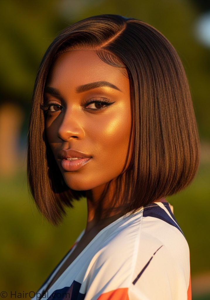  Black woman with summer weave bob summer hairstyles for black women weave bob short