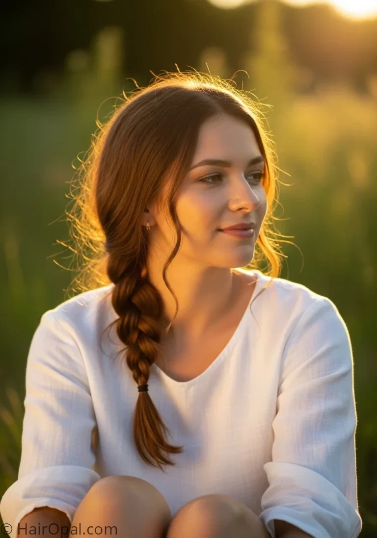summer hairstyles woman with beach braid in sunny outdoor setting
