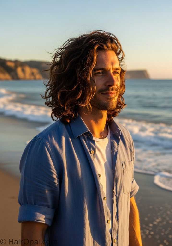 Man with long waves summer hairstyles men long hair