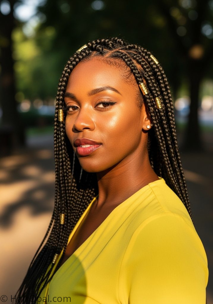 Black woman with box braids summer hairstyles black women