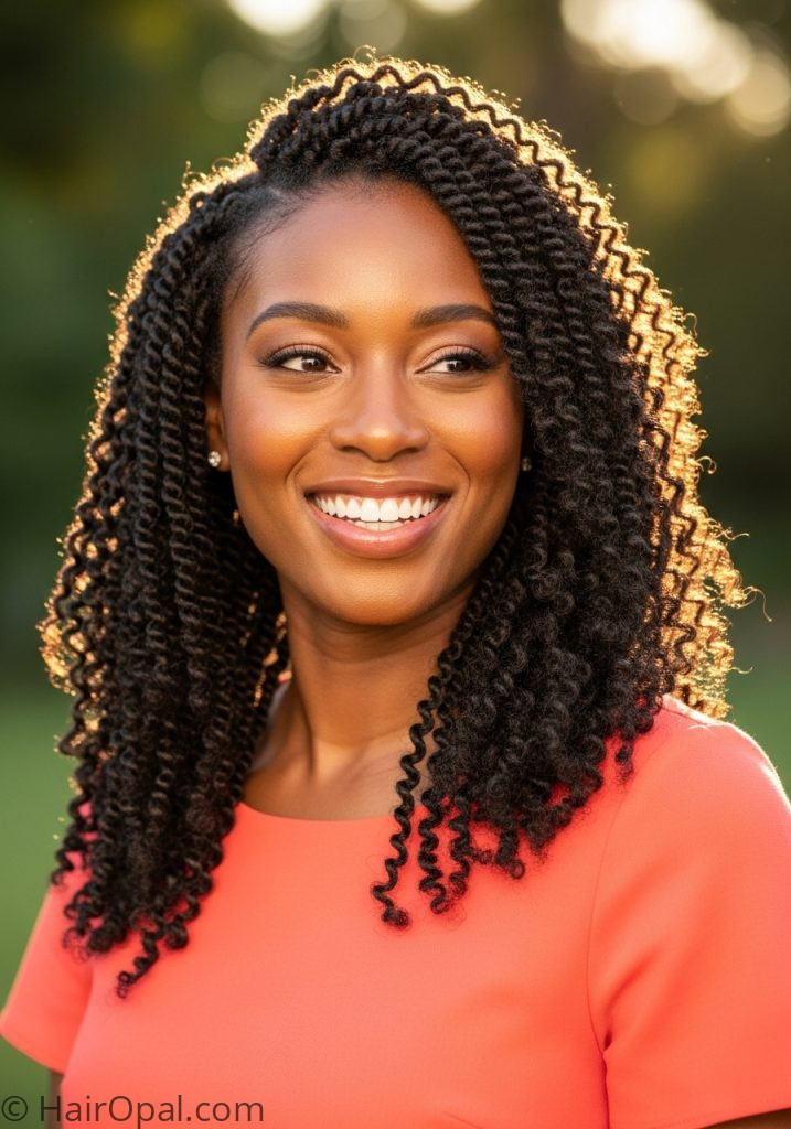 Black woman with twist out summer hairstyles curly hair black women