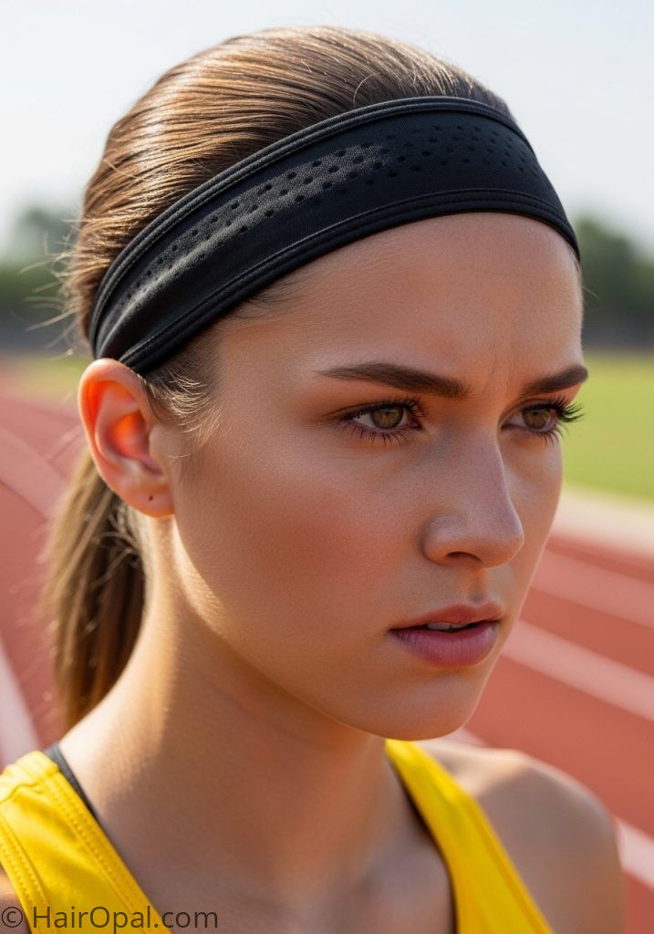 Young woman with thin hair low ponytail headband track meet hairstyles thin hair easy no braids