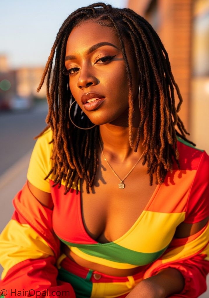 Black woman with colored locs y2k black hairstyles locs natural