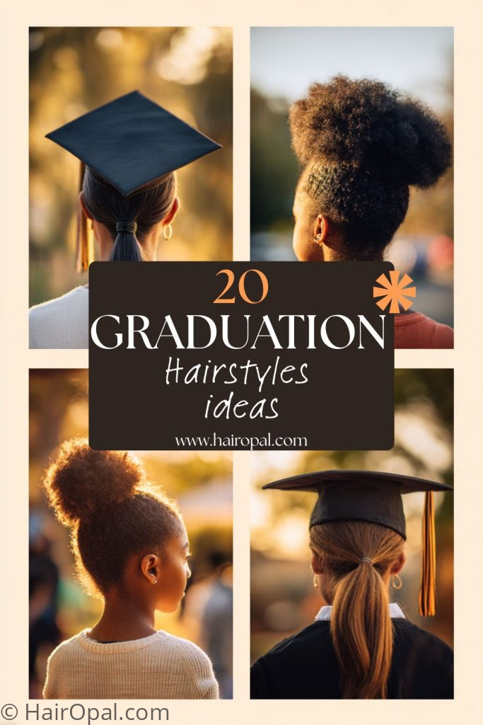 sleek low bun graduation hairstyle with cap for college