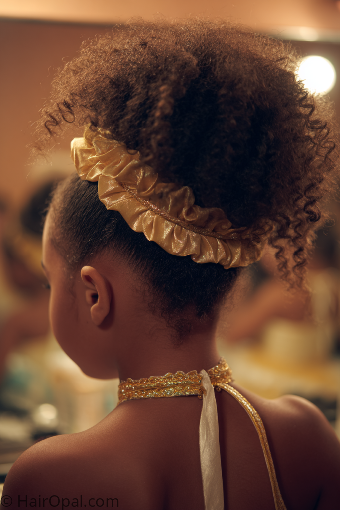  natural puff dance recital hairstyle for Black girls with natural hair