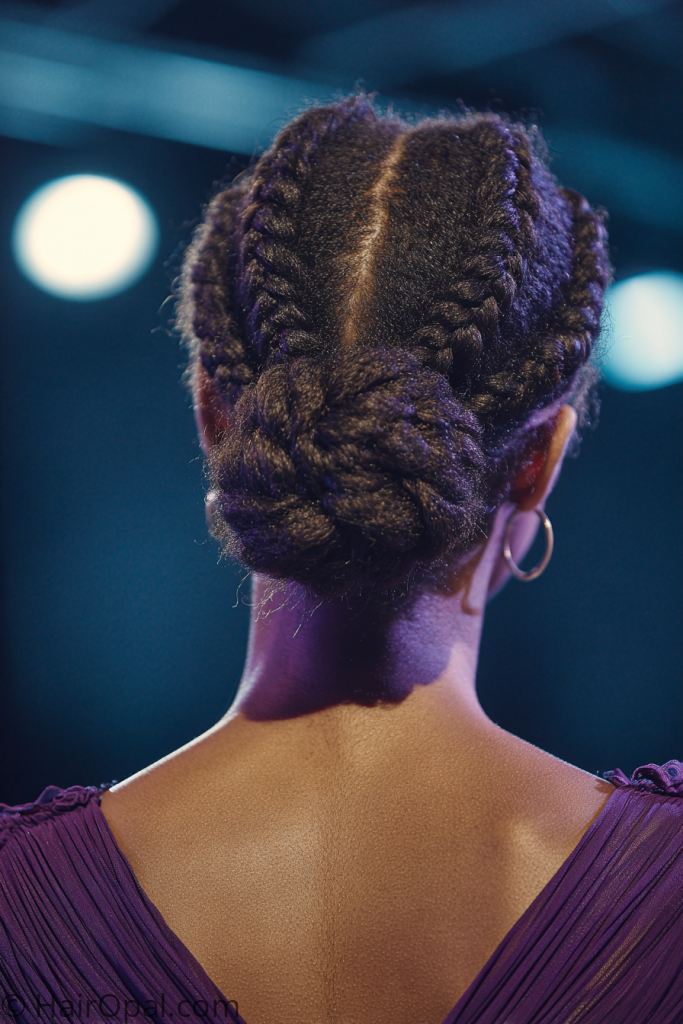 protective braid bun dance recital hairstyle Black girls natural hair