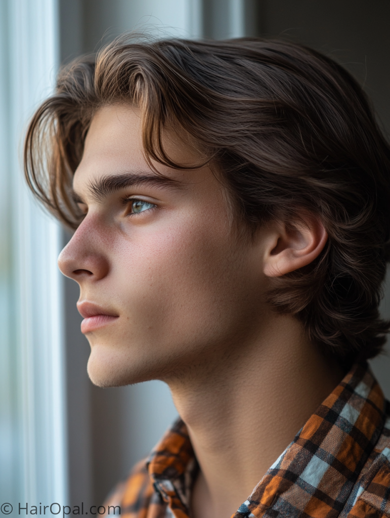  side part flow hairstyle men defined part natural flow