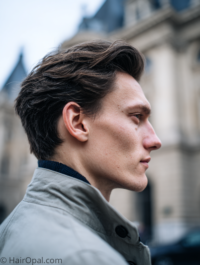 European flow hairstyle men refined natural texture city look