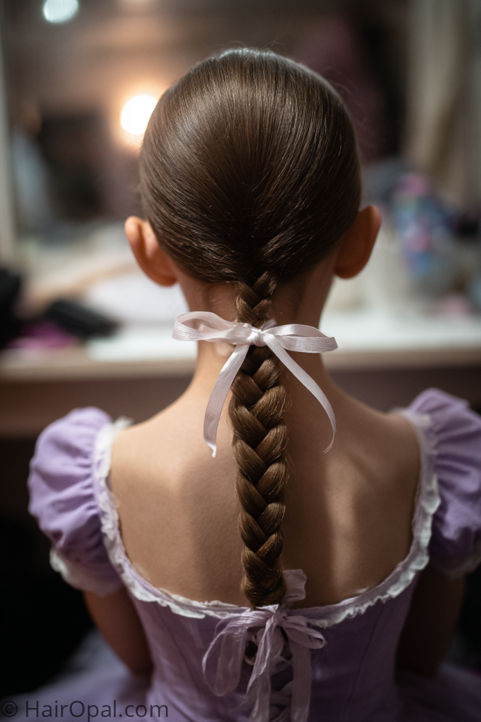 simple French braid dance recital hairstyle for kids