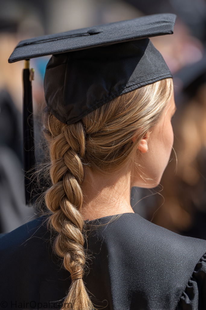 simple graduation hairstyle with cap French braid neat and polished