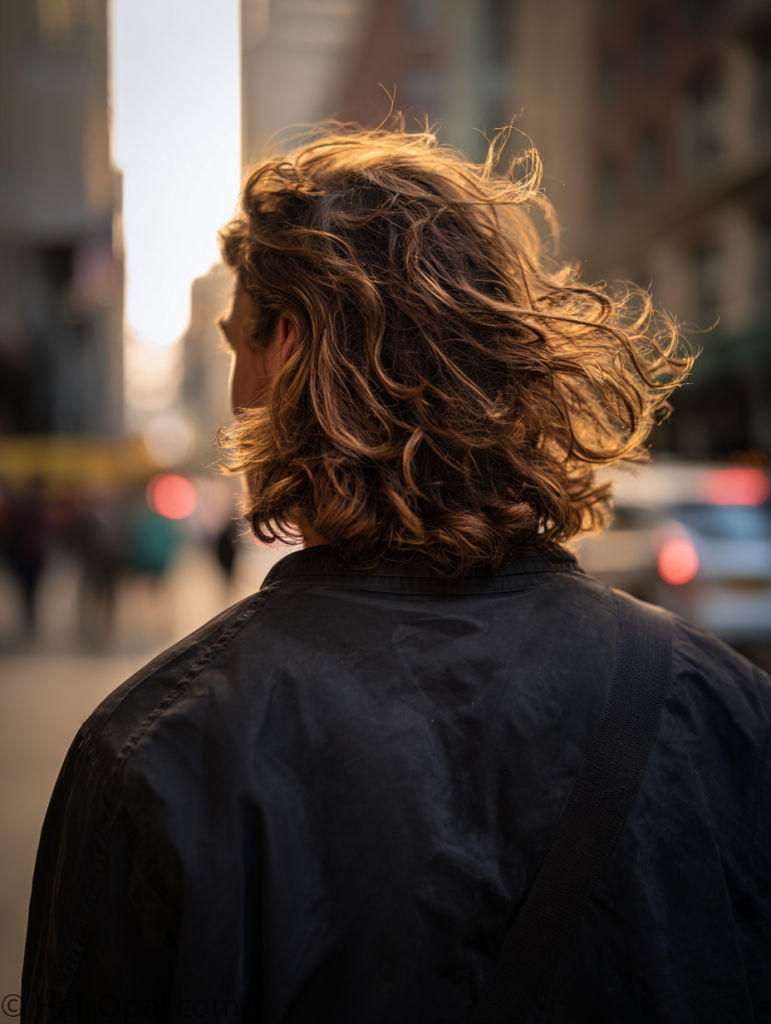 free flow hairstyle men natural uncontrolled movement street