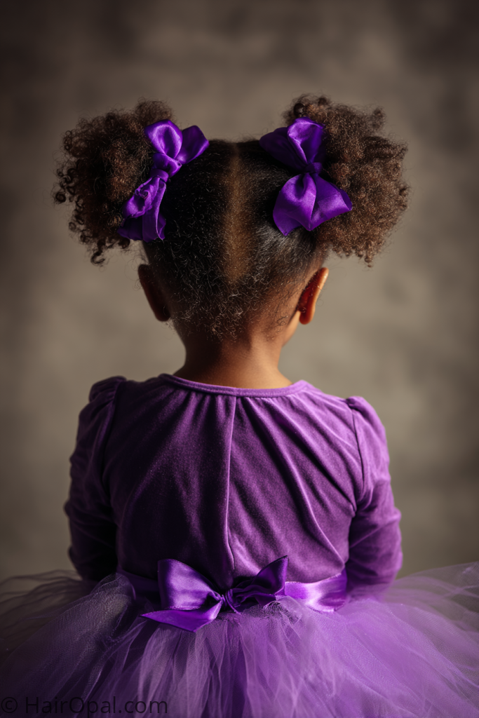 toddler Black girl dance recital hairstyle natural hair puff buns