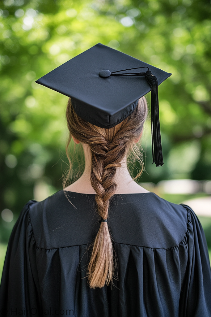 cap low bun graduation hairstyle elegant and secure
