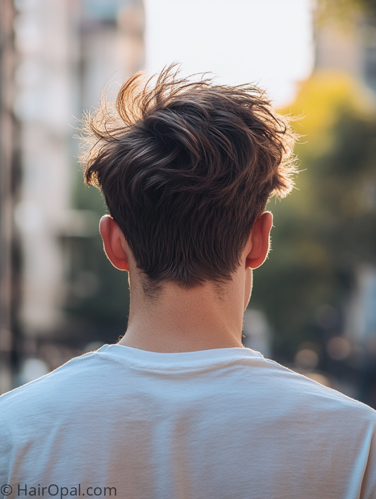 flow hairstyle men short sides longer flow on top contrast cut

