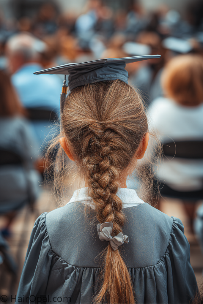 5th grade graduation hairstyle with cap cute side braid