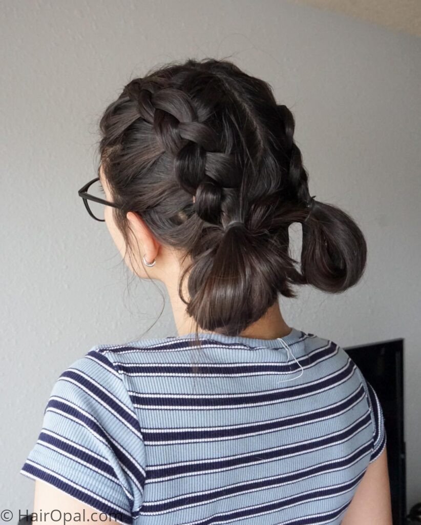 Simple braided updo hairstyle perfect for camp