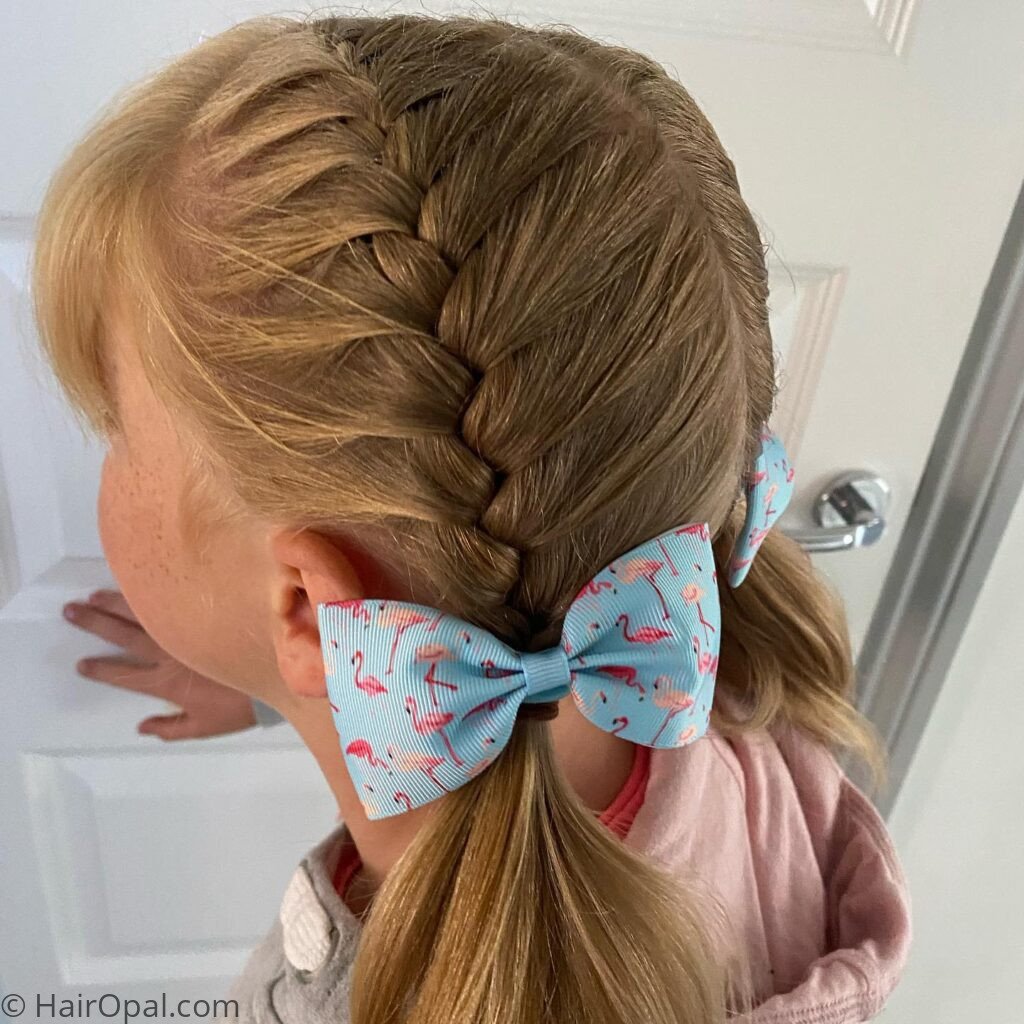 Double French braids hairstyle for long hair at camp