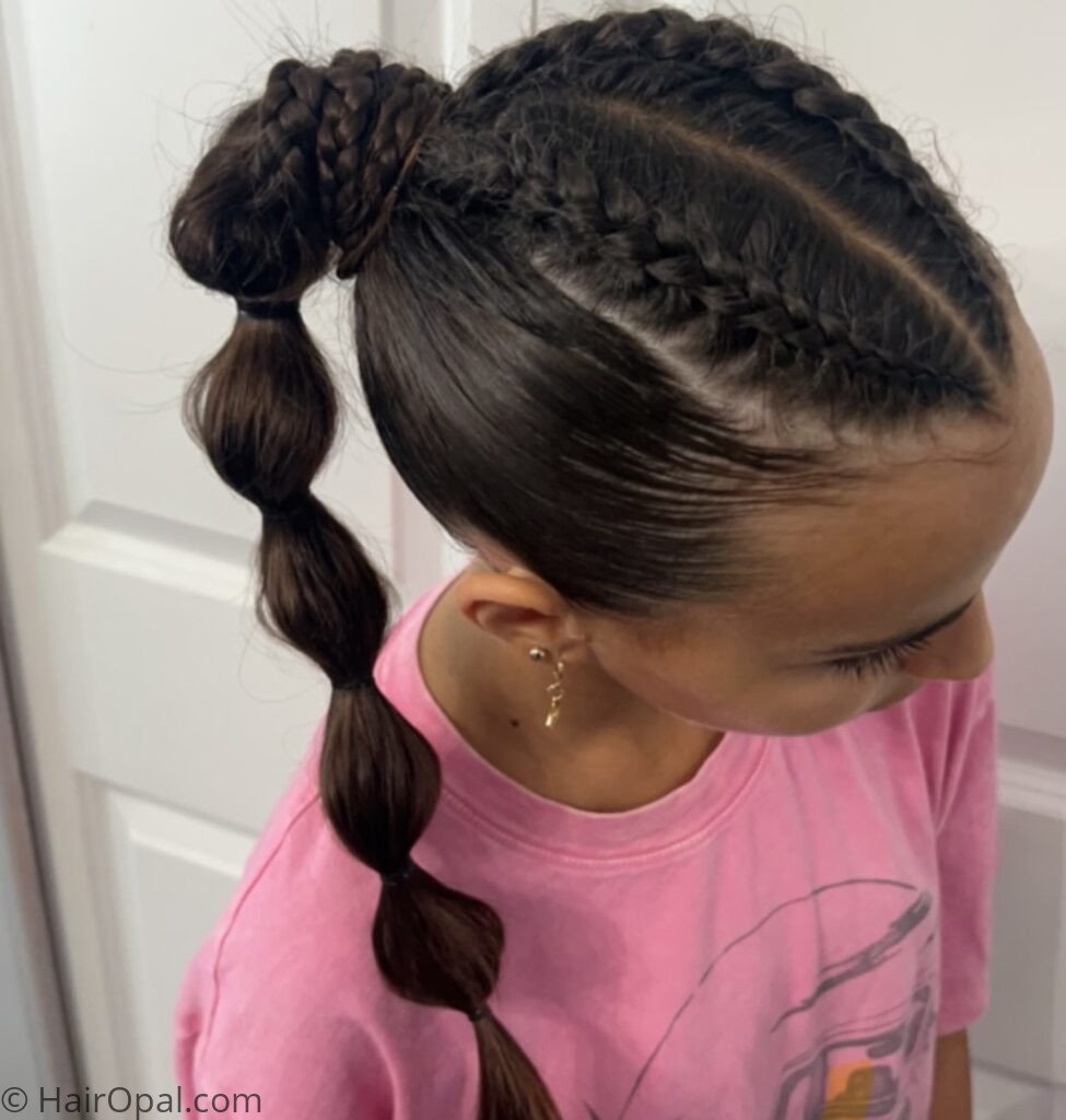 Tight braid hairstyle for volleyball and sports camp