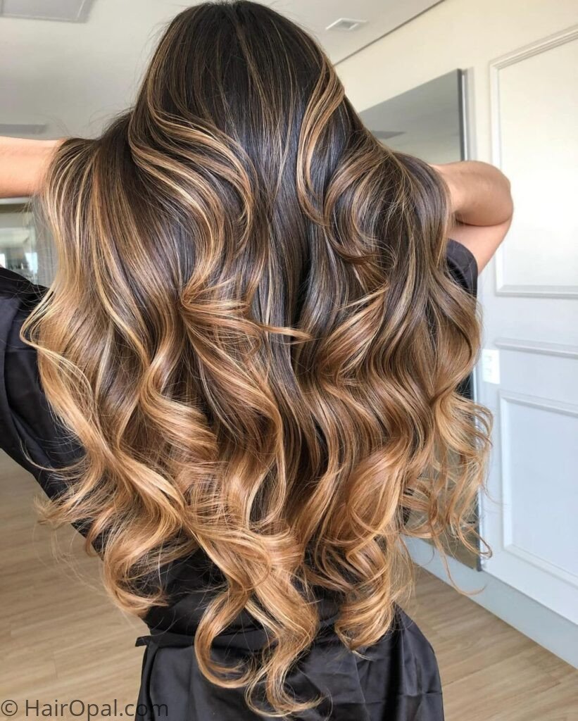 Woman with honey blonde fall hair color