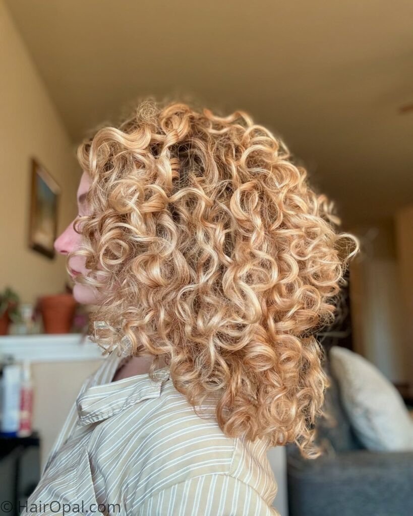 Curly hair wash and go style with a headband for camp