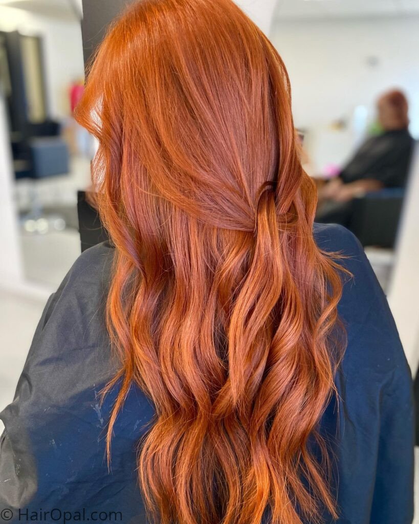 Woman with copper red hair color for fall Instagram