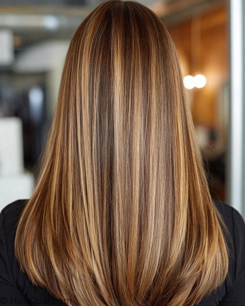 Woman with warm caramel blonde balayage fall hair color Instagram