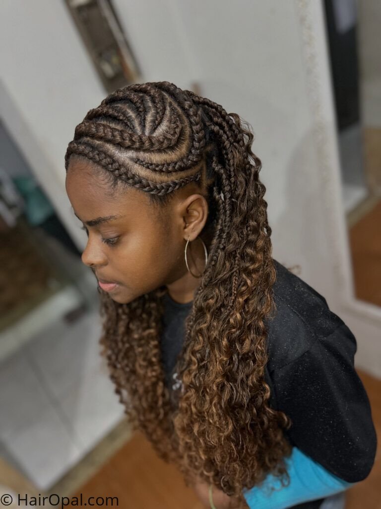 Black girl with Fulani braids styled for back to school