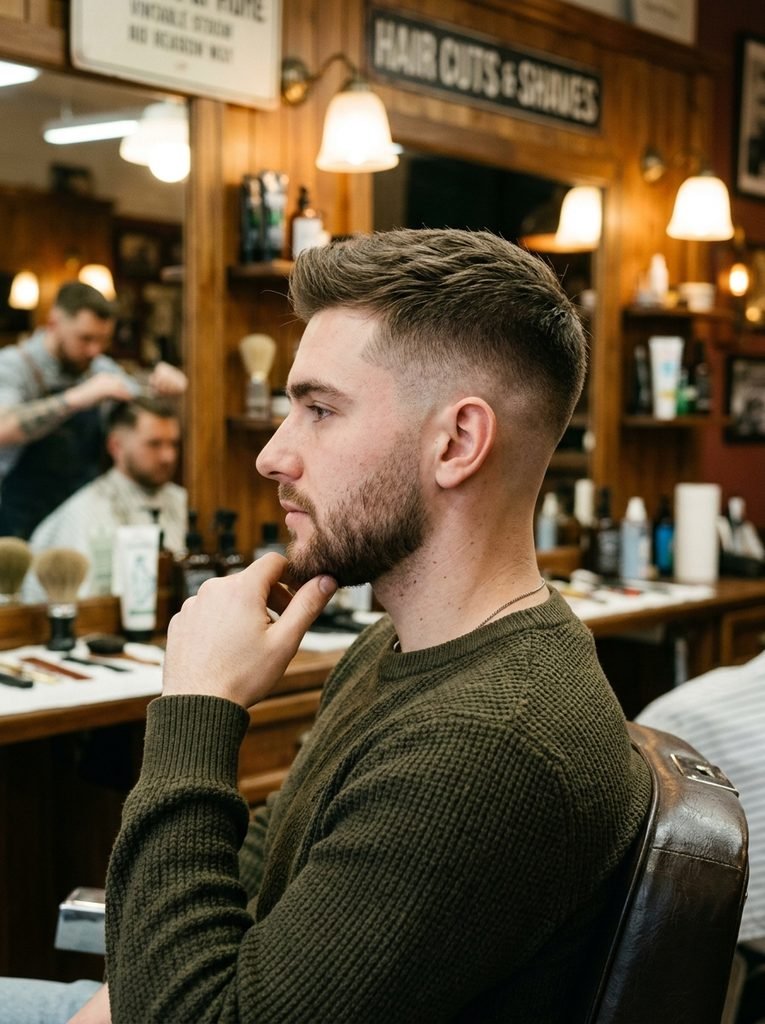 Medium length top with short faded sides