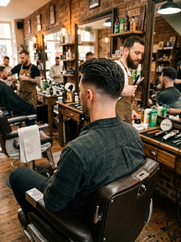 Long on top haircut with tapered sides
