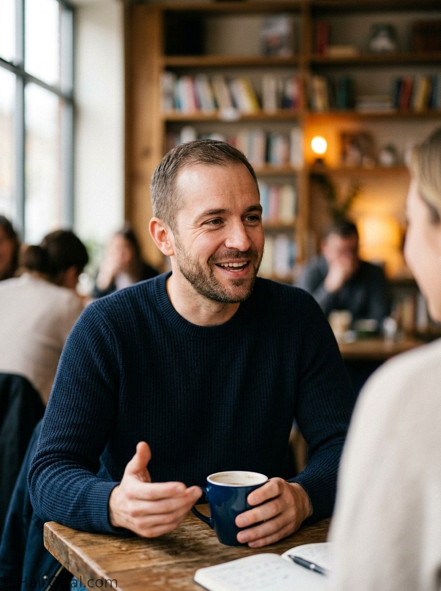 Man with a low maintenance short cut for thin hair