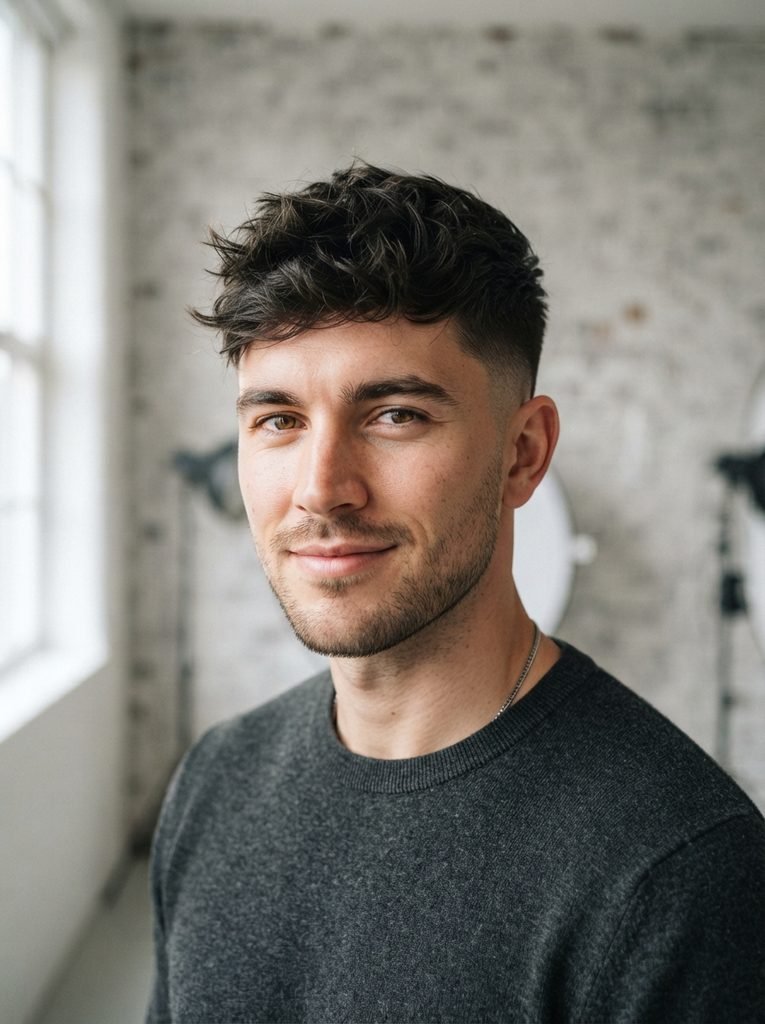 Modern textured crop with disconnected undercut
