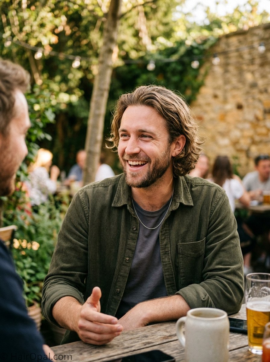 Man with medium length hair and a simple low maintenance routine